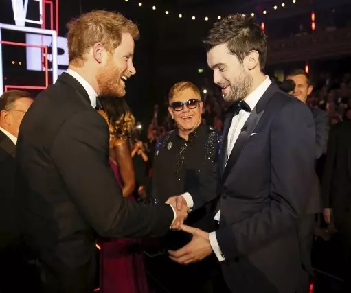 Jack Whitehall meets Prince Harry in 2015. Did they discuss *that* joke about Harry's gran?