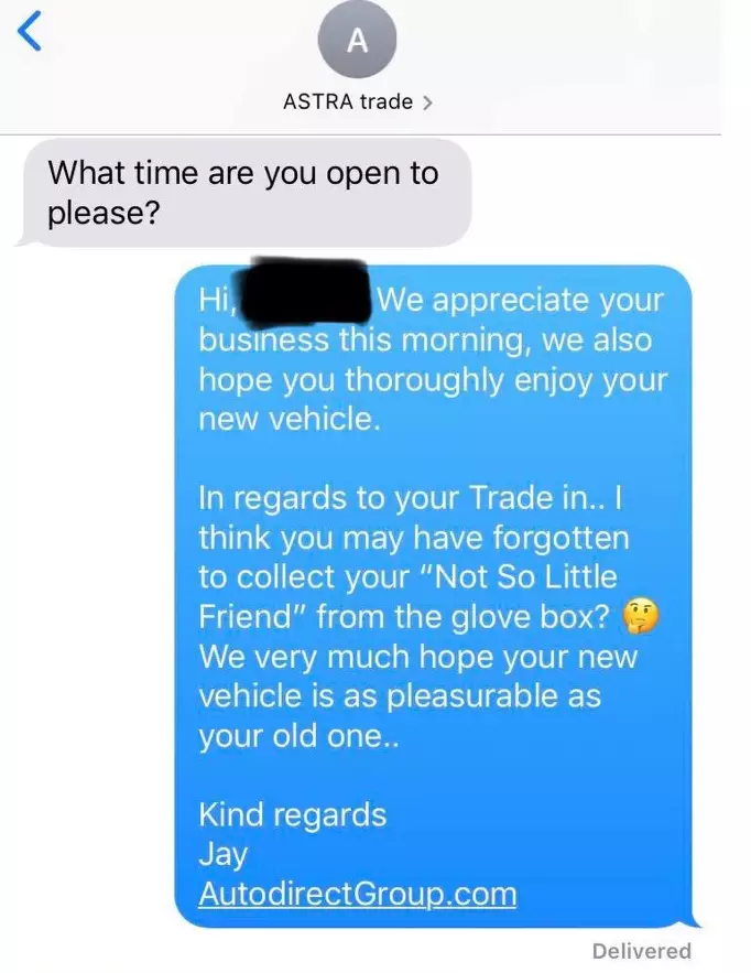 The message they sent the customer.