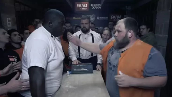 Towering MMA Star Takes On 300lb Russian Star In Slapping Contest
