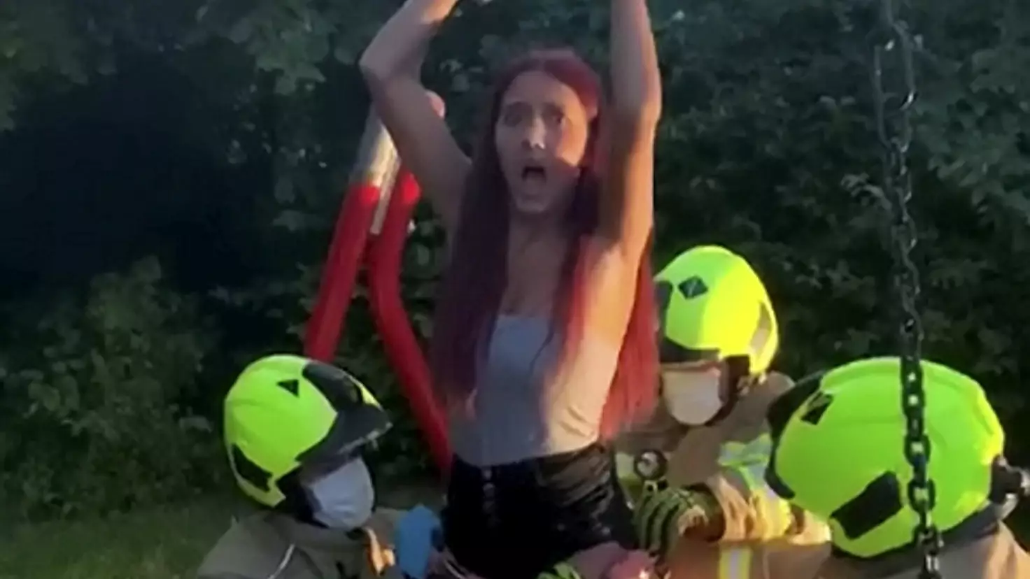 Firefighters Blast Online Craze Causing Teens To Become Trapped In Kids' Swings