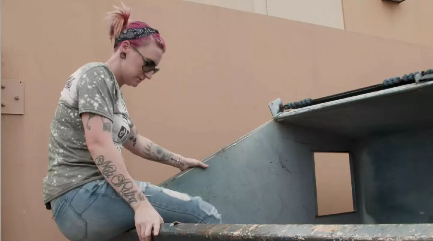 Tiffany on one of her dumpster quests.
