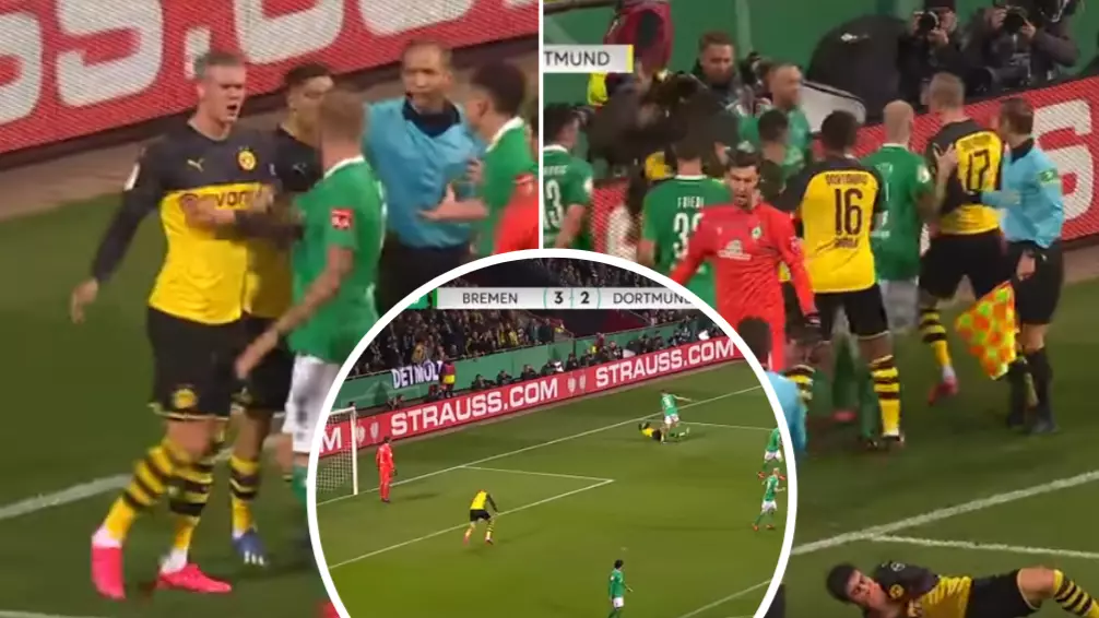 Erling Haaland Involved In Mass Brawl As Borussia Dortmund Get Knocked Out Of Cup