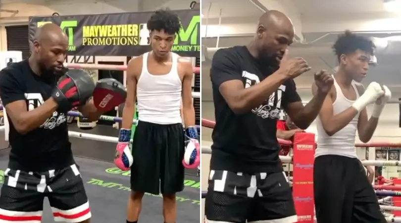 Floyd Mayweather Gives Son Koraun A Boxing Masterclass