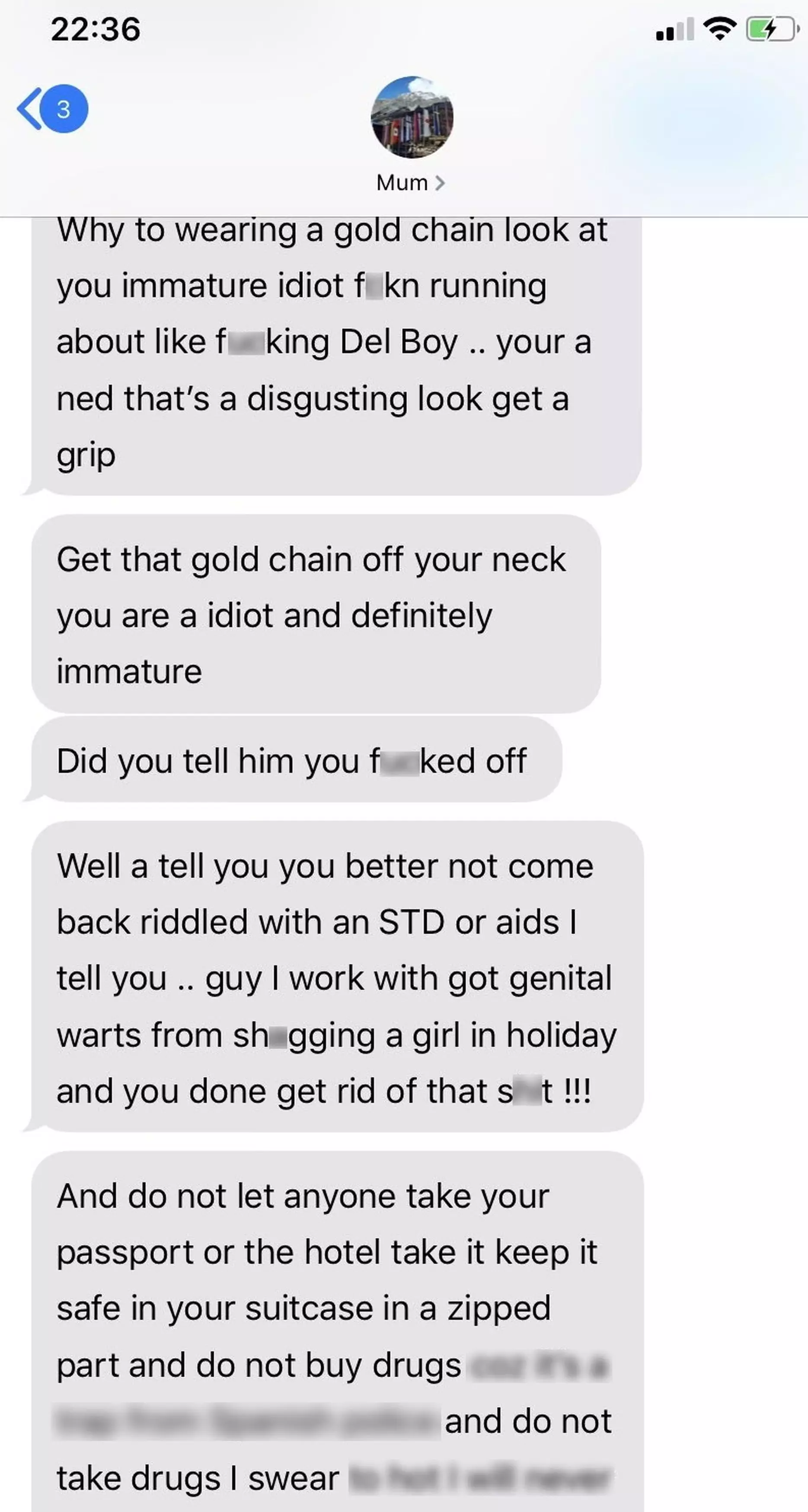 The messages from his mum.