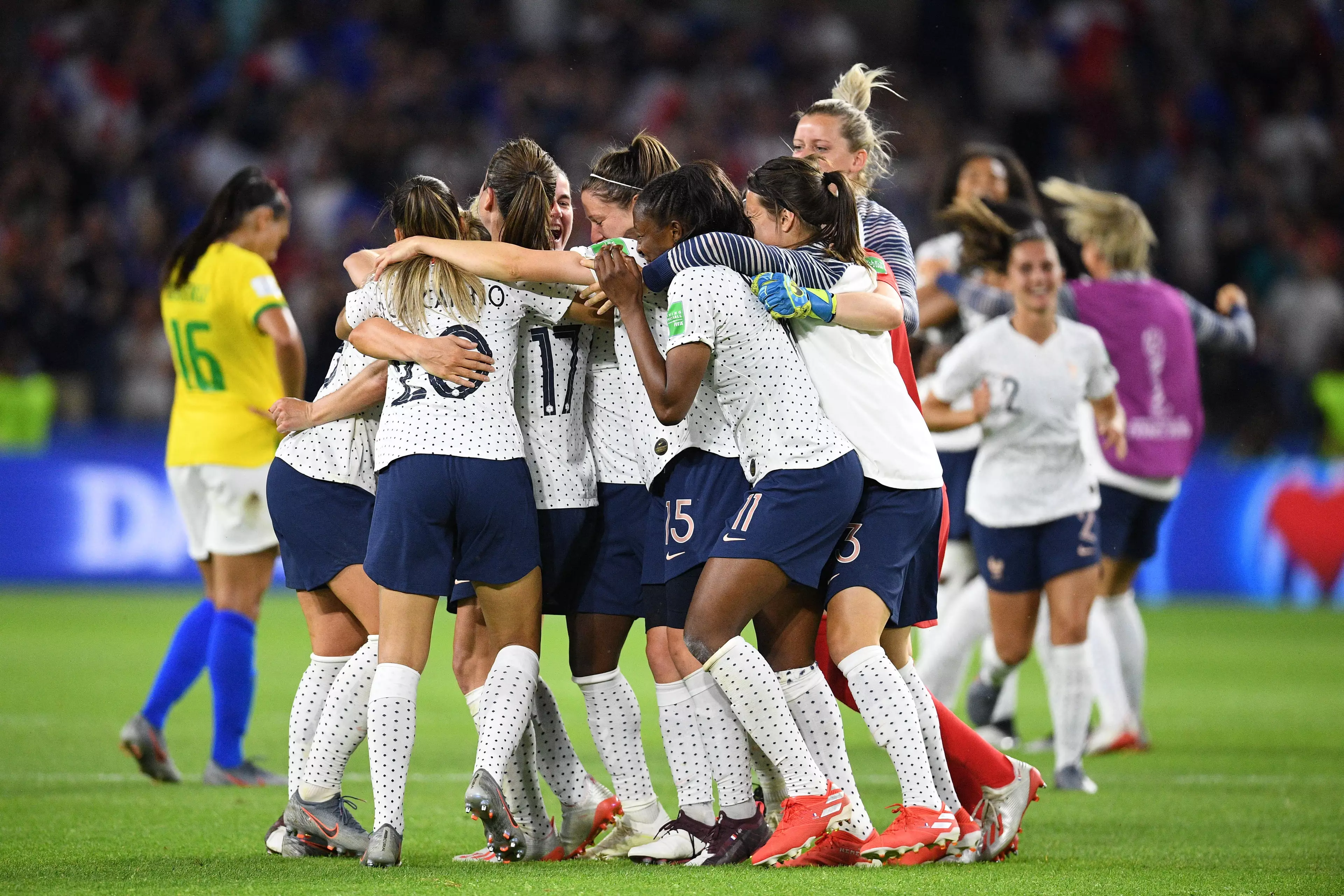 France celebrate going through to the quarter finals. Image: PA Images