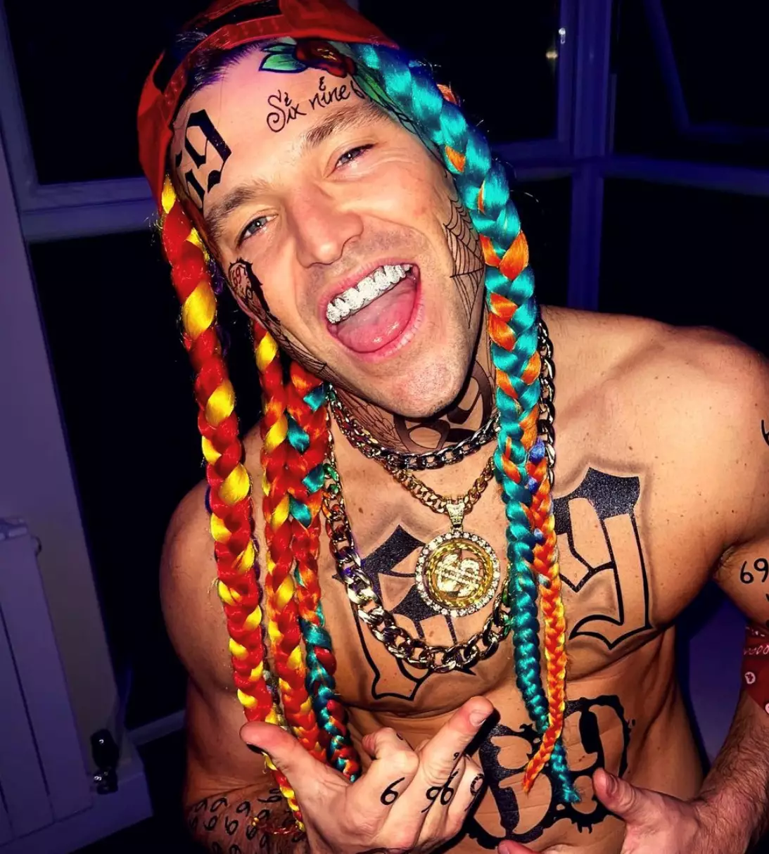 Mark Wright dressed as Takeshi 6ix9ine in a now-deleted Instagram post.