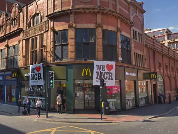 The argument broke out at the McDonald's restaurant on Oxford Road, in Manchester.