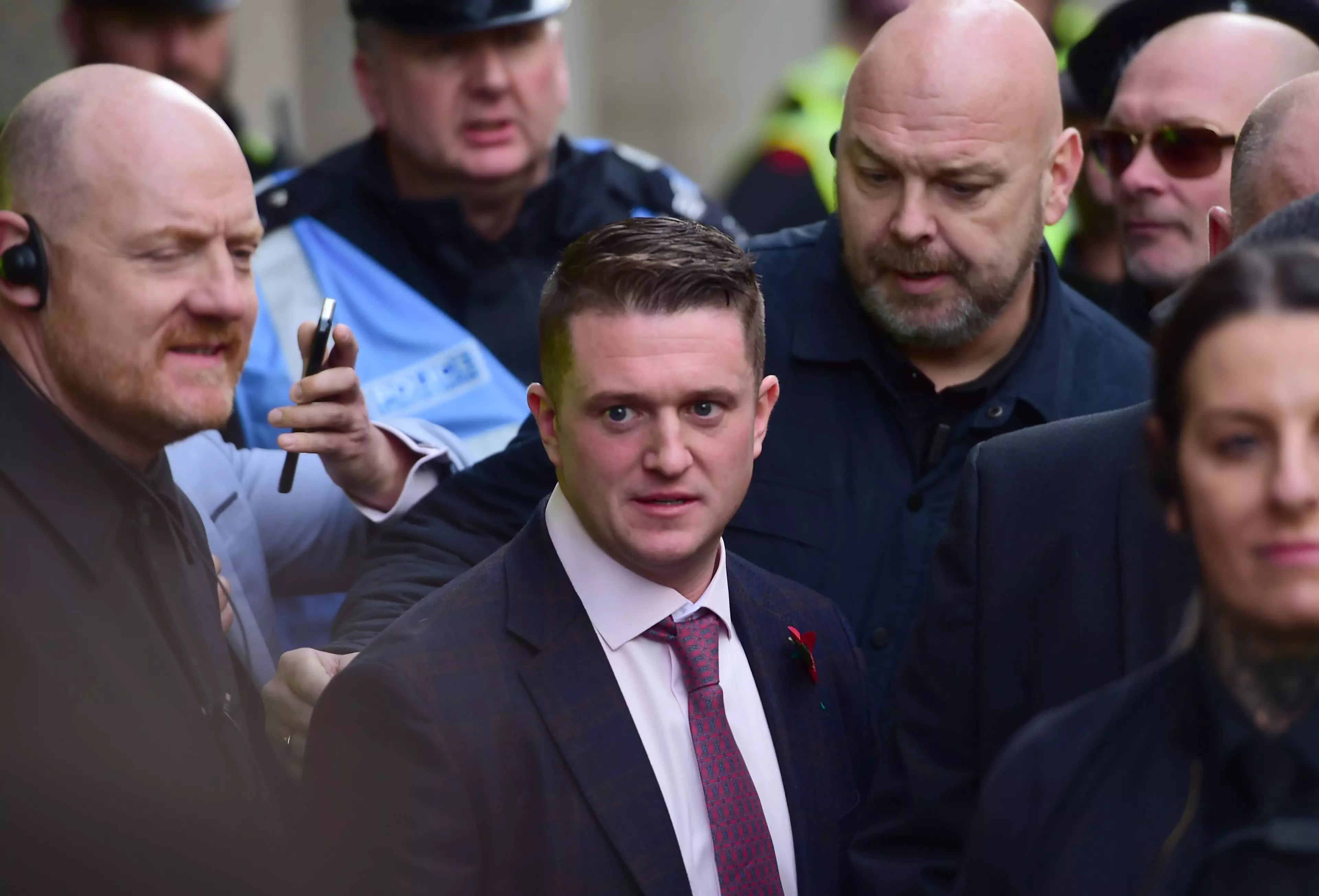 Tommy Robinson outside the Old Bailey.