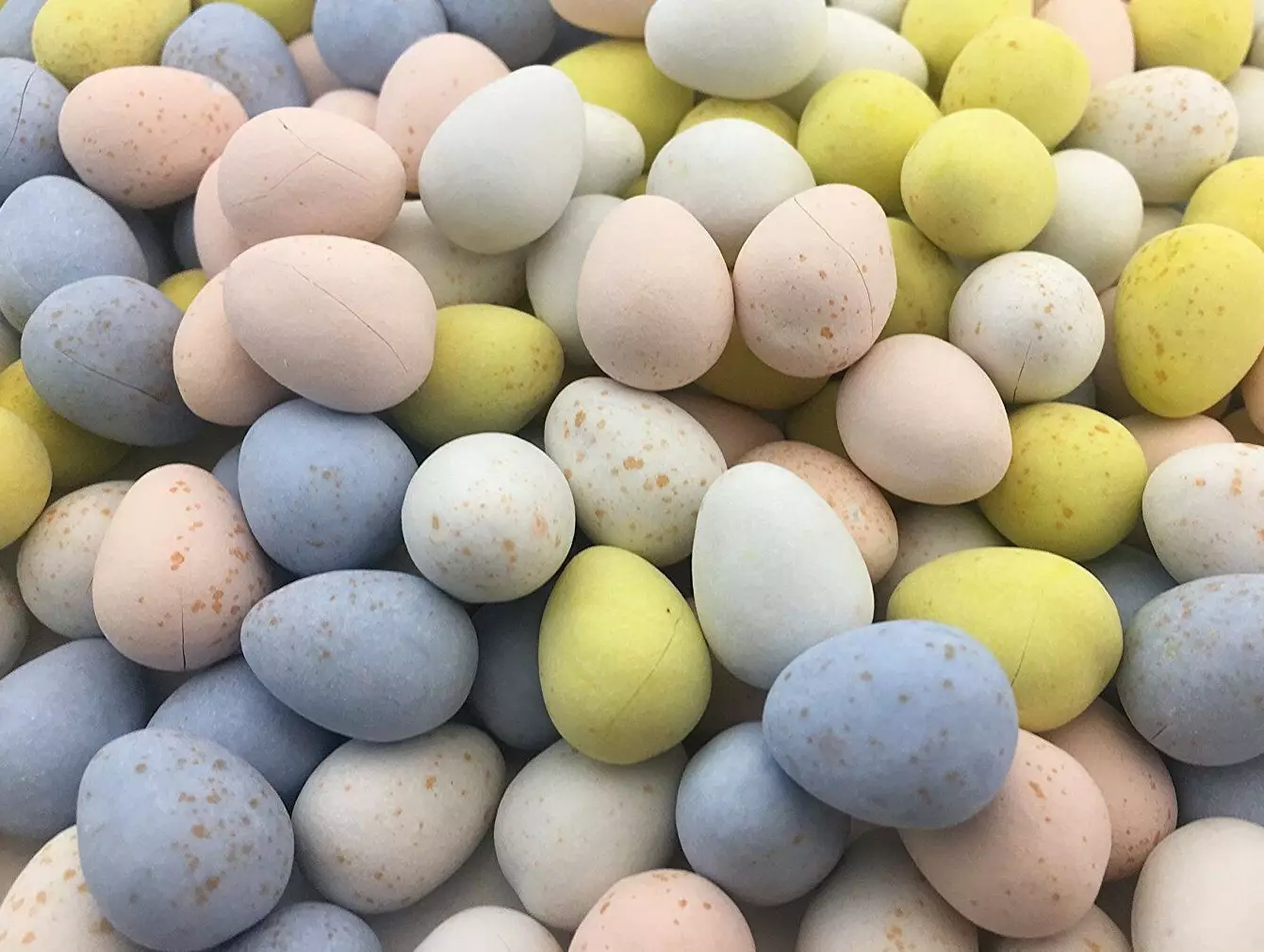 The style combines pastel tones of shell pink, powder blue and sherbet yellow, just like a Mini Egg selection.