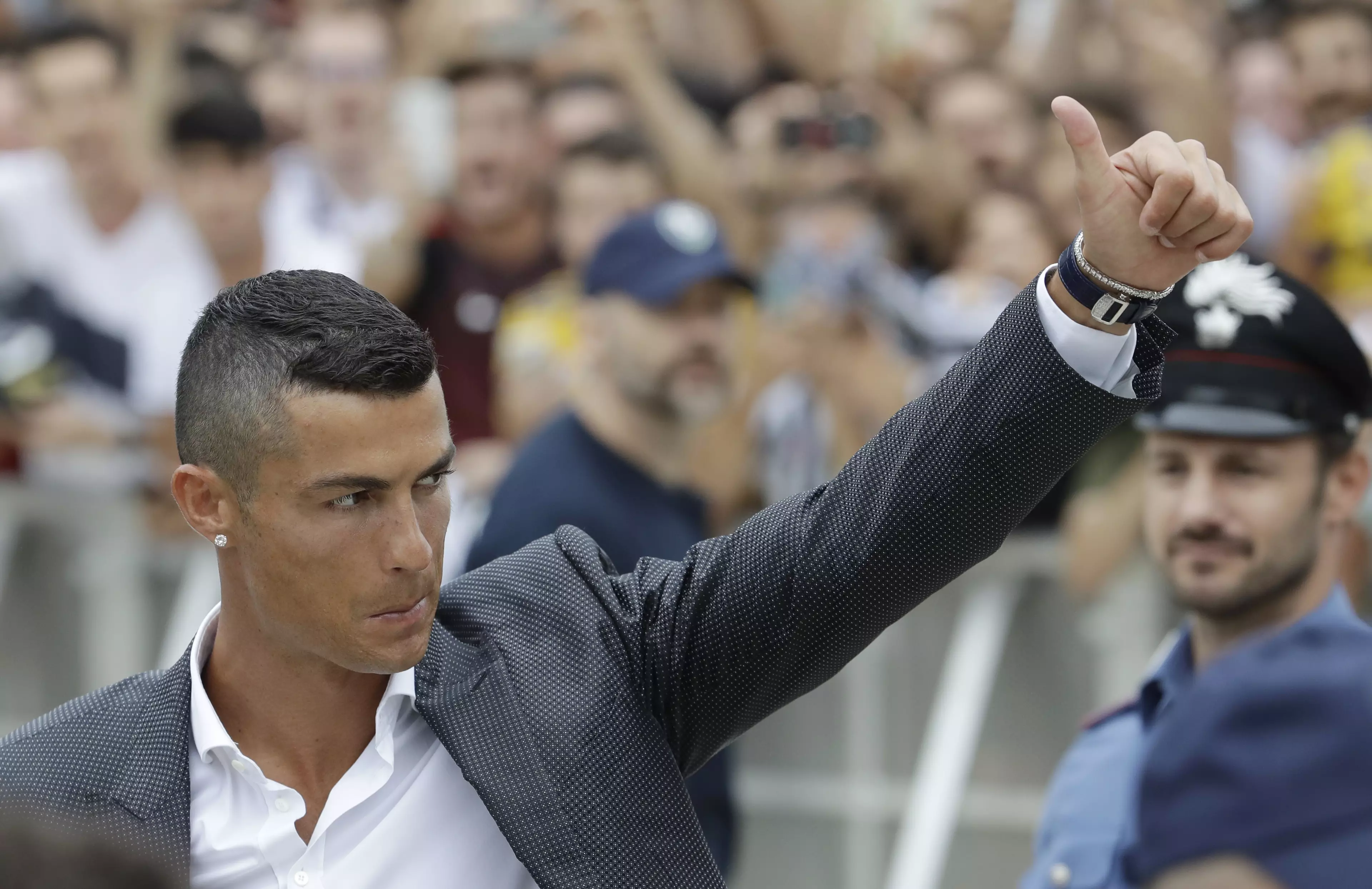 Ronaldo arrives in Turin. Image: PA