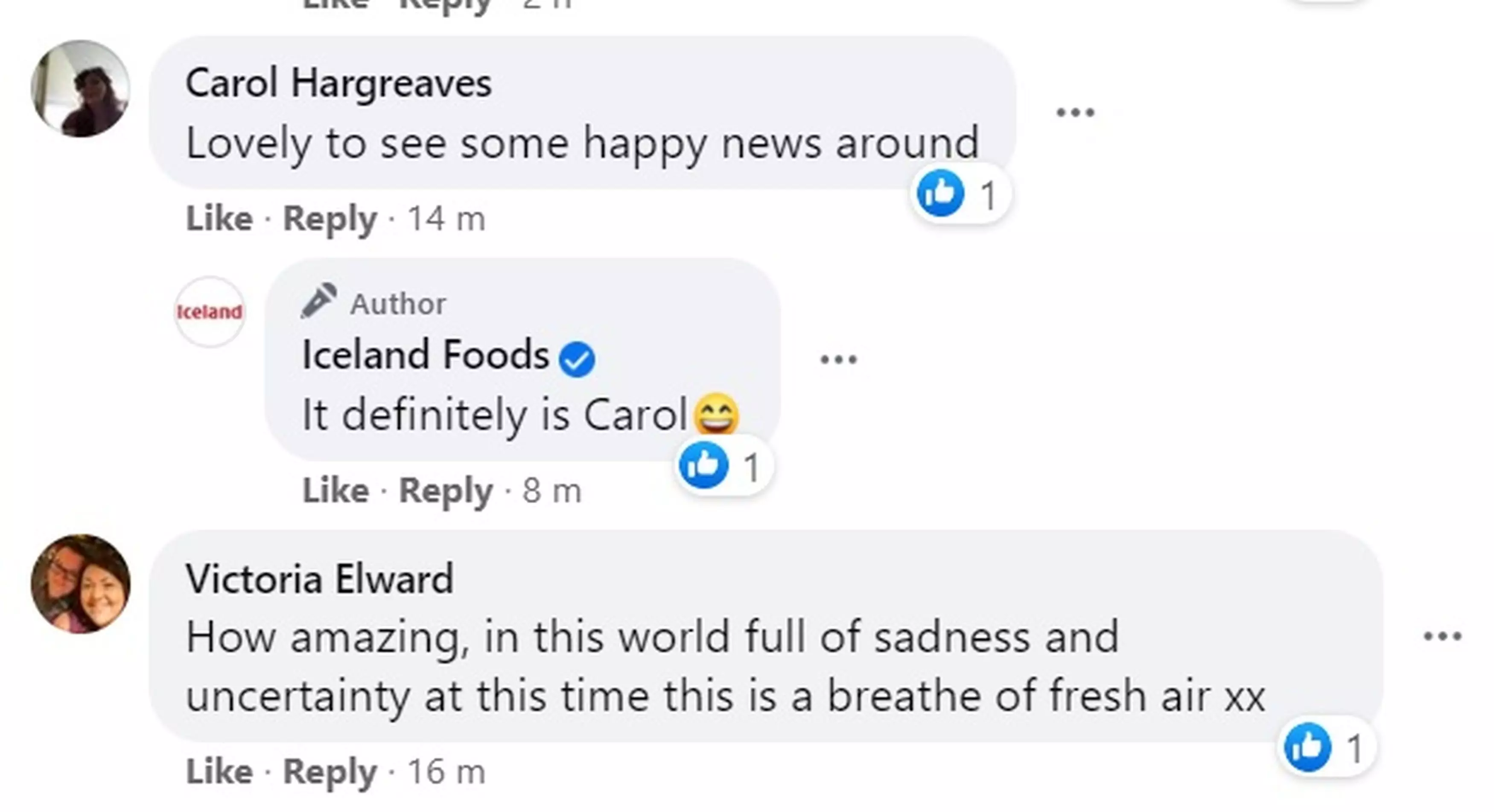 Facebook users were pleased to see some happy news (
