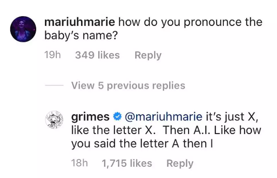 Grimes cleared up confusion on the baby's name (