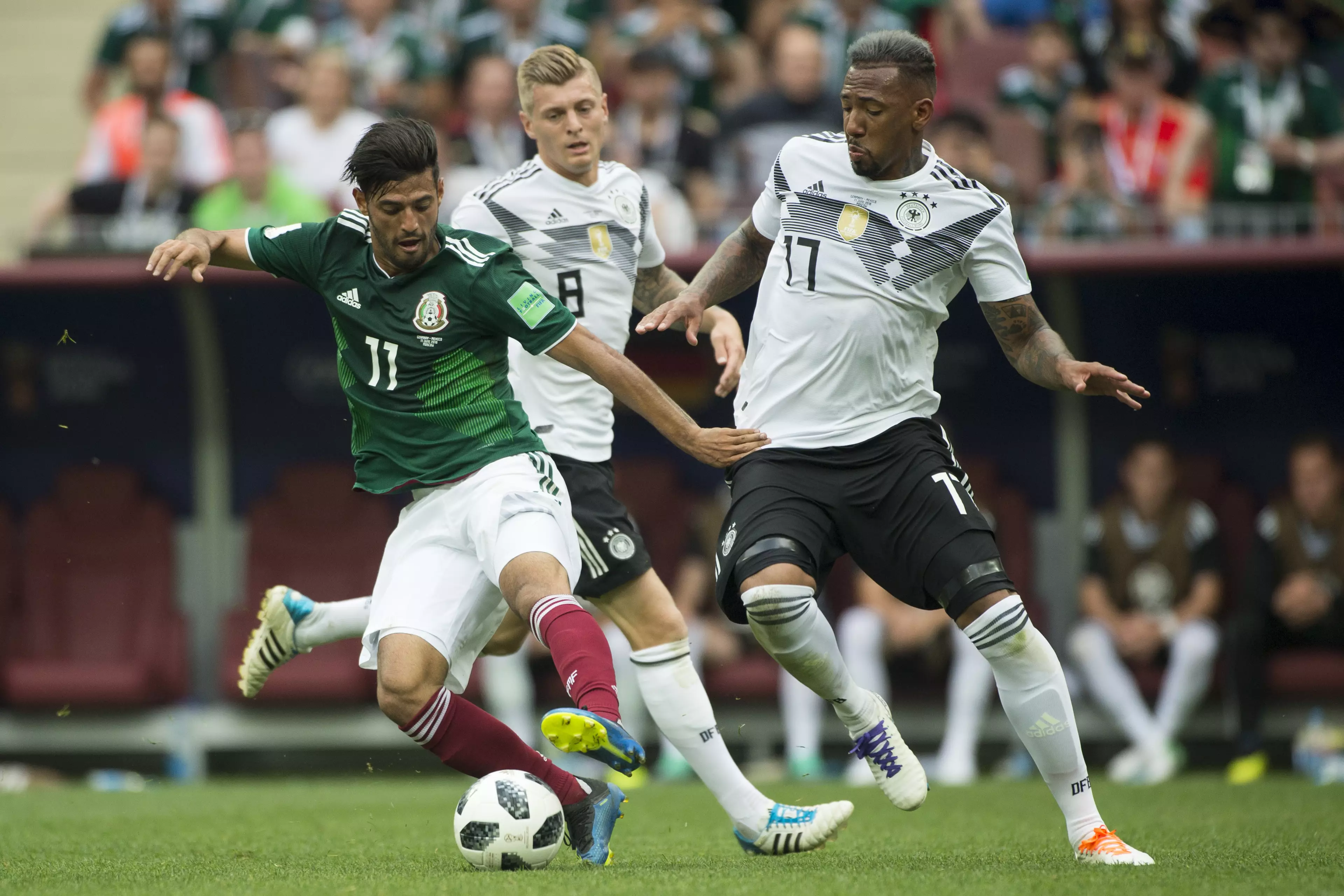 Vela in action for Mexico. Image: PA