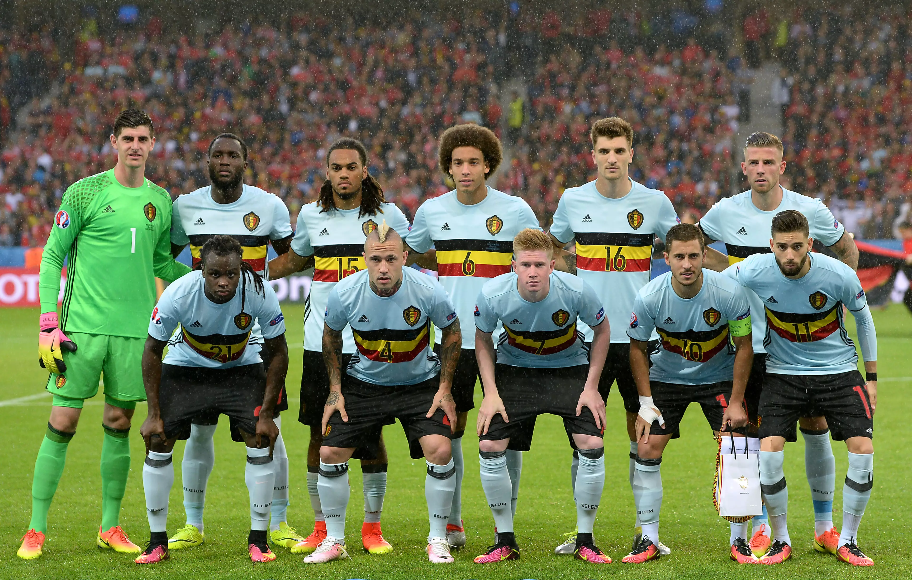 Belgium line up for an international fixture. Image: PA 