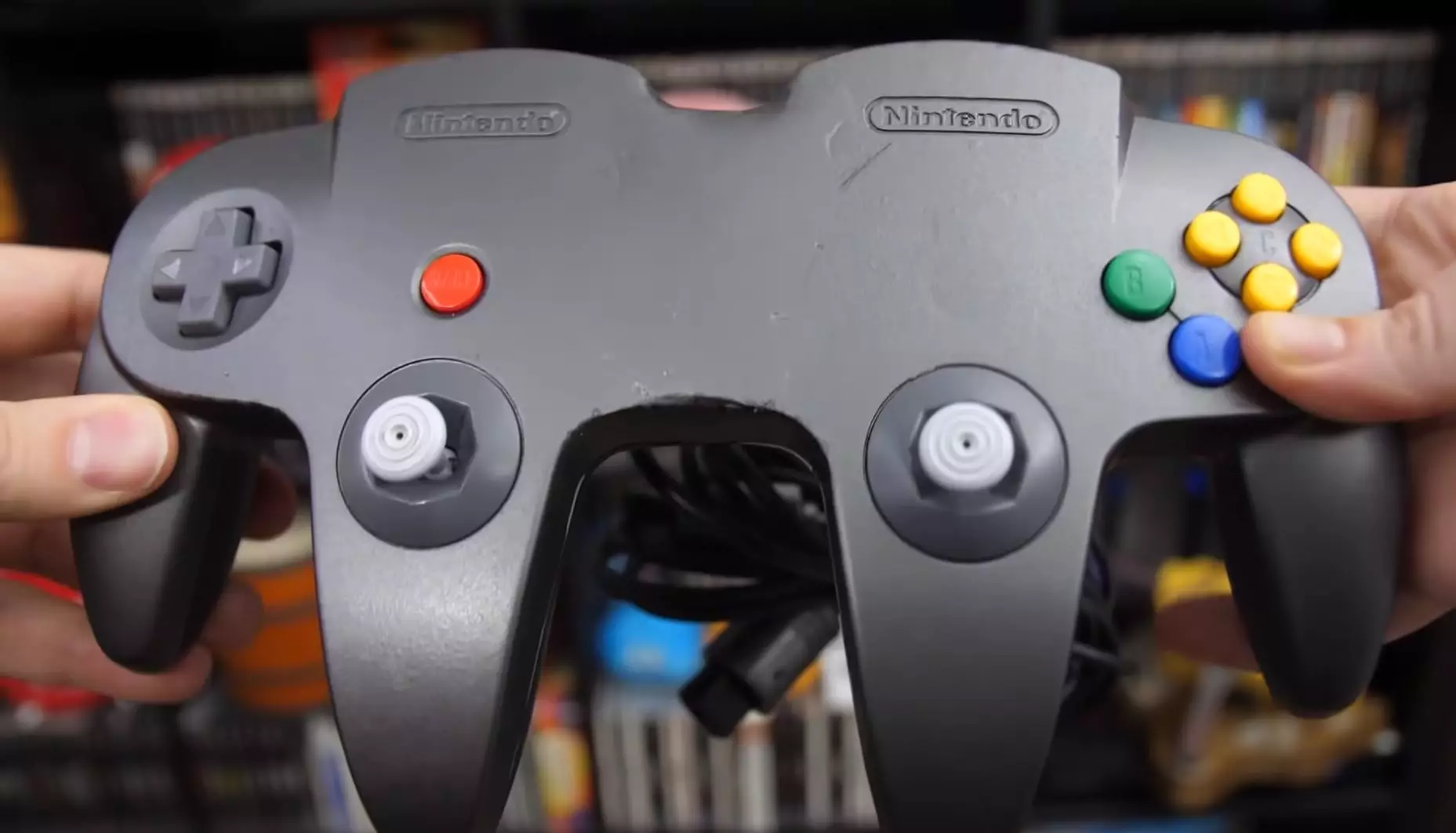 Stop Skeletons From Fighting holding the modded N64 controller
