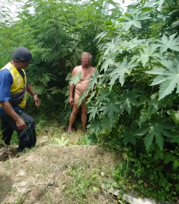 The 68-year-old was found naked in the bushes.