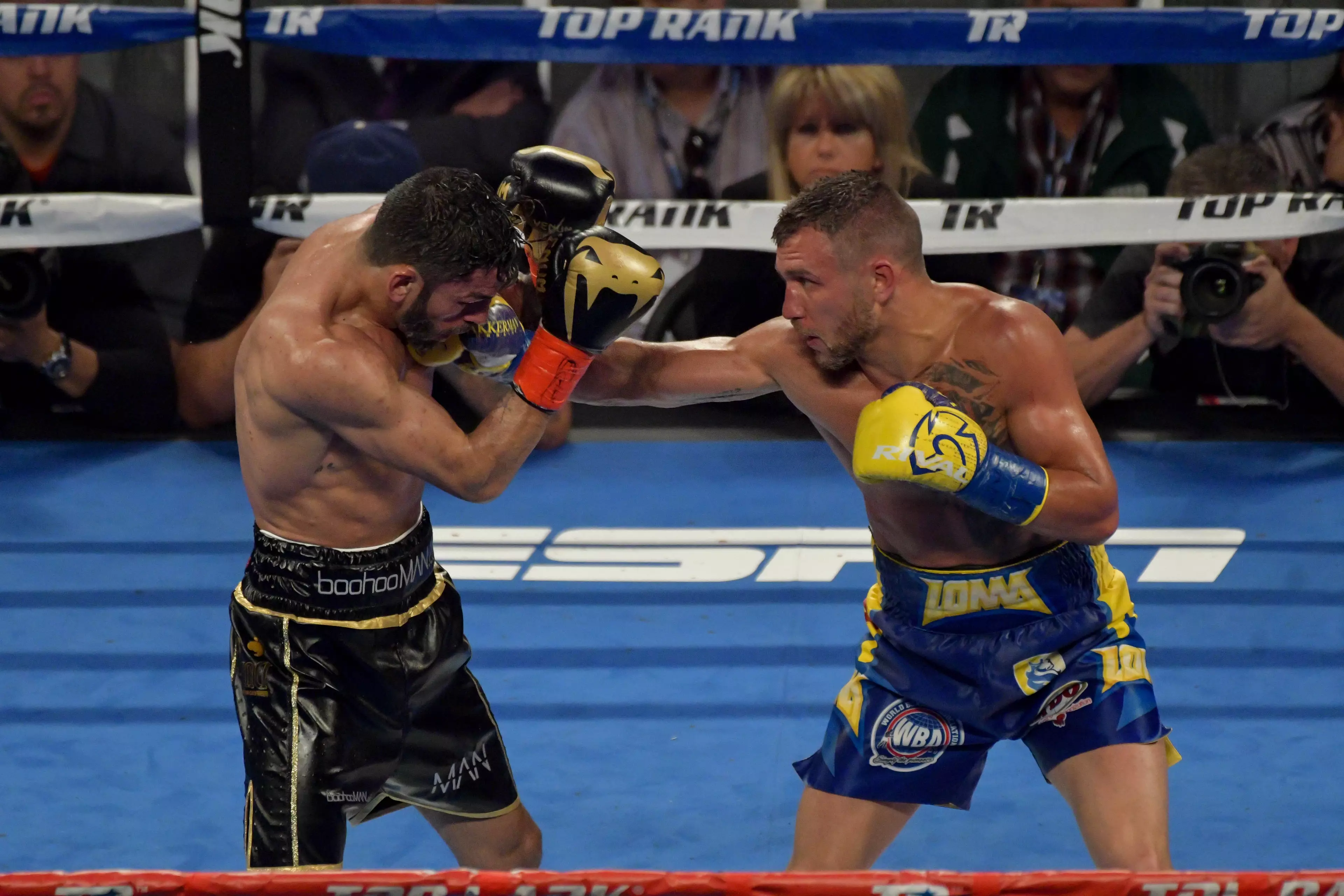 Lomachenko after tearing his shoulder. Image: PA Images