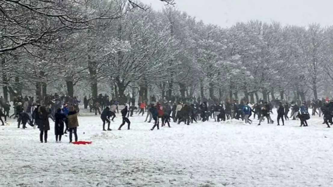 Huge Snowball Fight Breaks Out In Park As Up To 200 People Gather Despite Lockdown Rules