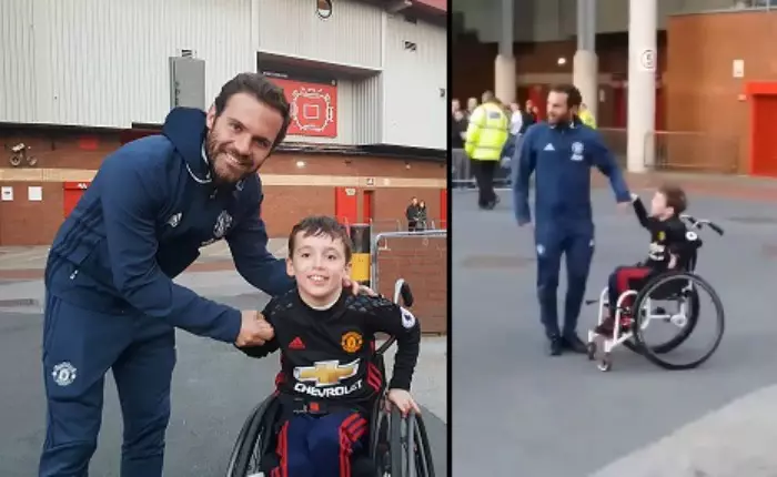 Juan Mata's Class Act With A Young Disabled Manchester United Fan