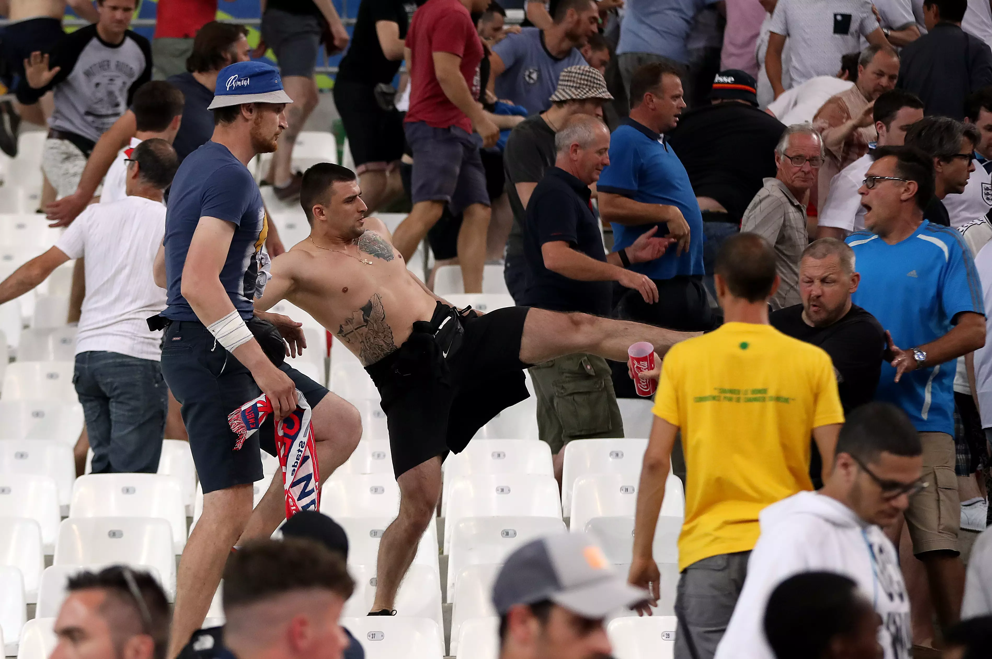 WATCH: Shocking Scenes Of Russia Charging The England Supporters