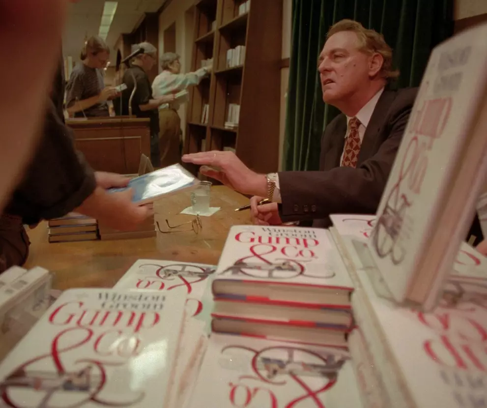 Winston Groom signs copies of Gump & Co. - the sequel to Forrest Gump.