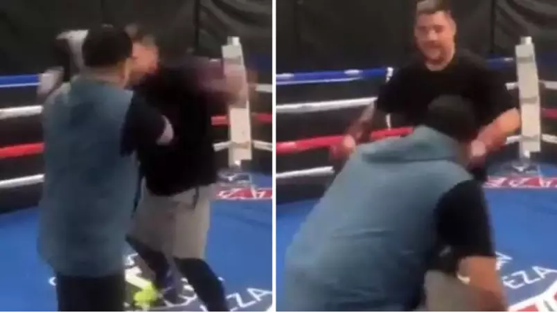 Andy Ruiz Jr Accidentally Punches Trainer Flush On The Chin, Takes It Like It's Nothing