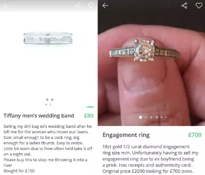 These women have taken to the site to list their ex's rings (