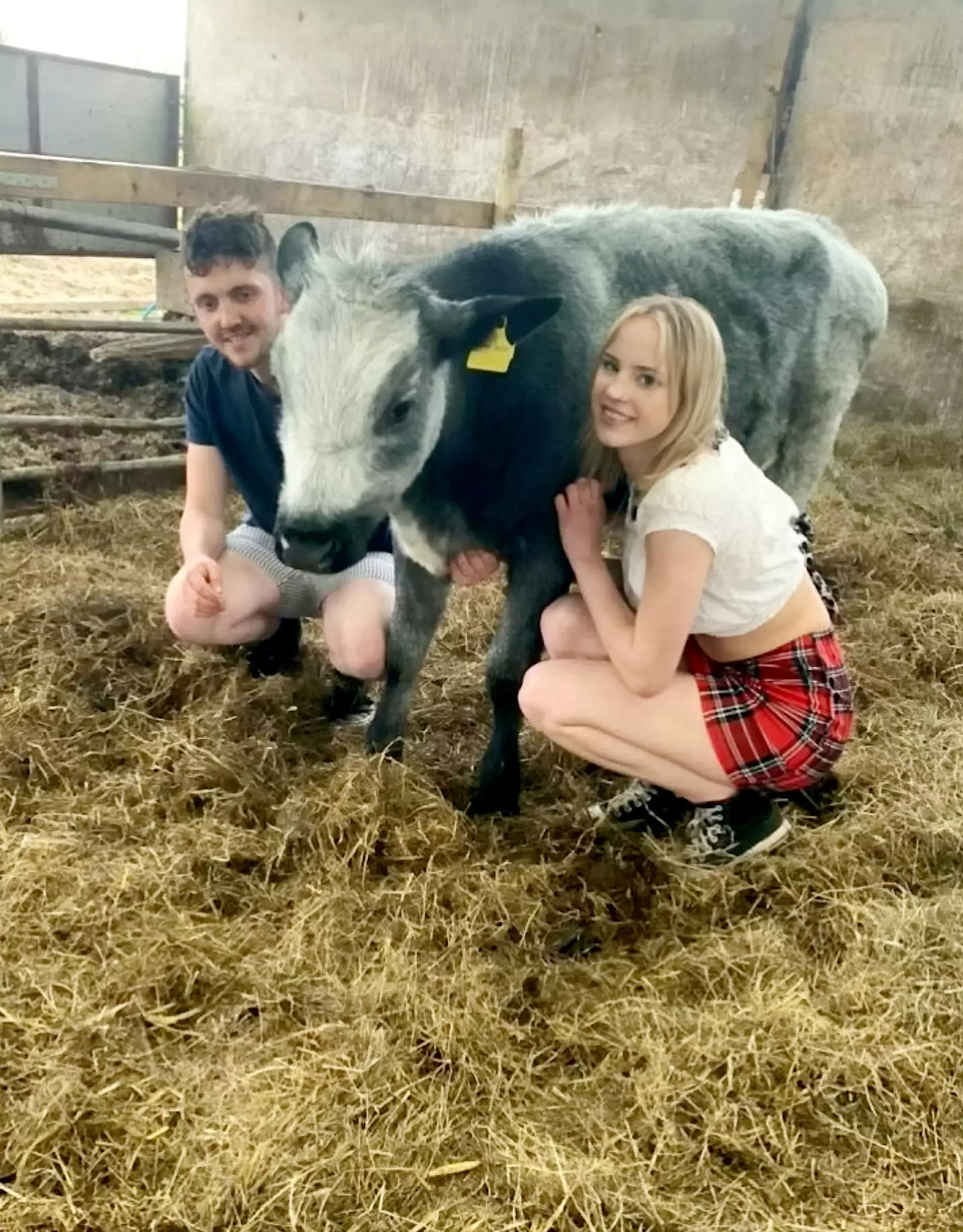 Emily has fallen for Lewis and farm life and is now training to be a calf rearer. (