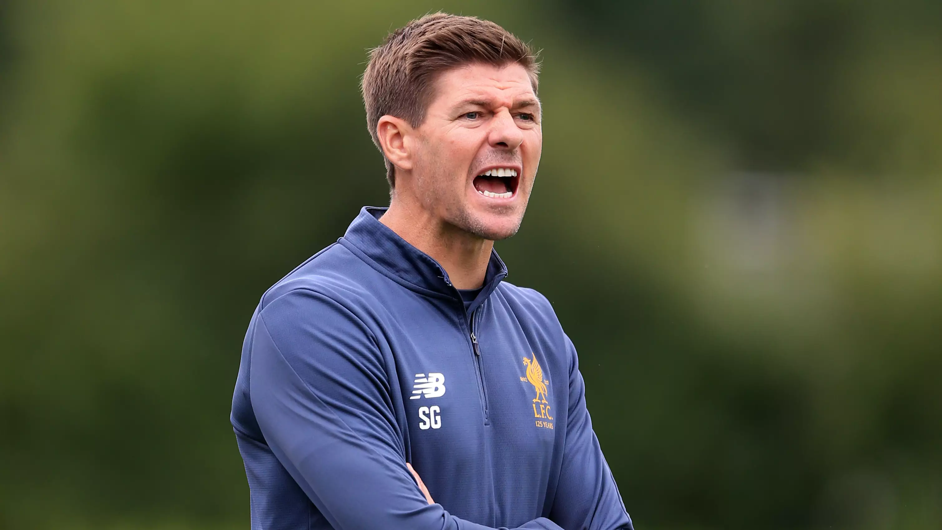 Gerrard coaching Liverpool's under 18s. Image: PA Images