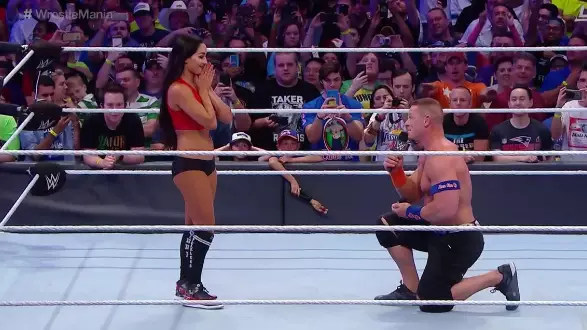 WATCH: John Cena Proposes To Nikki Bella At Wrestlemania