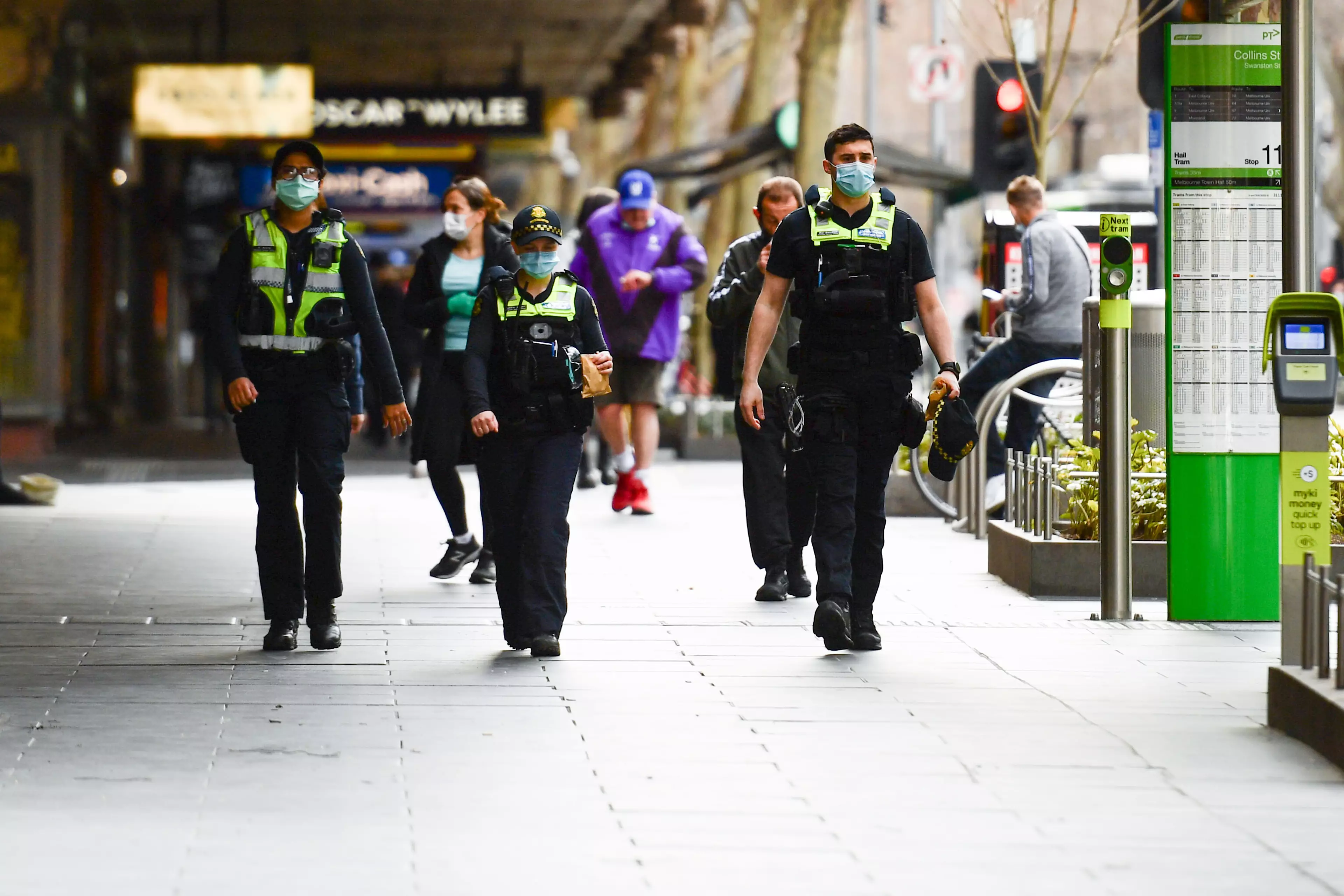 Police patrolling the streets of Melbourne.