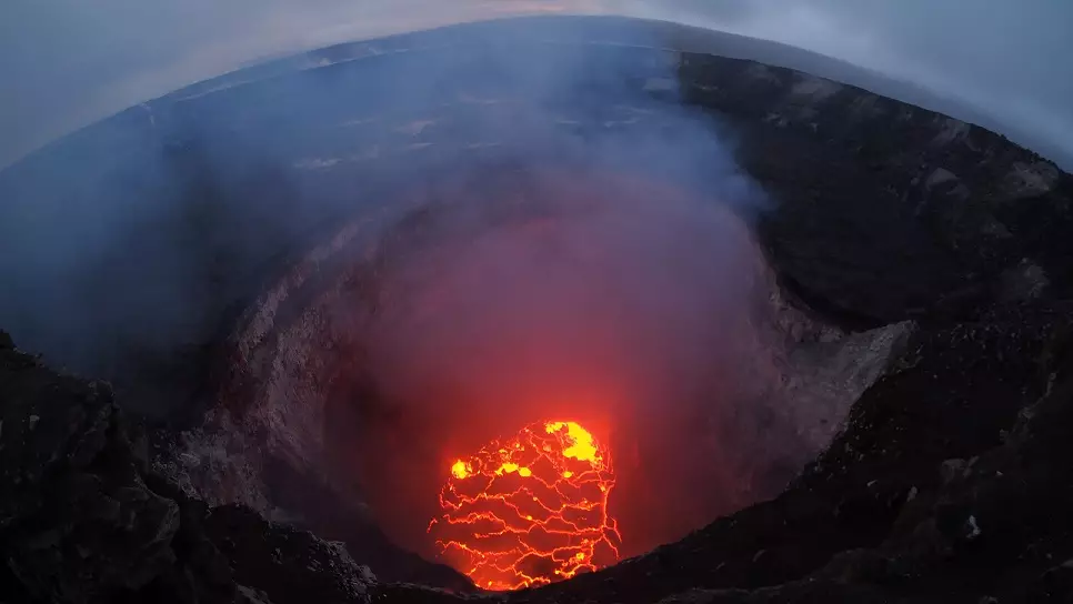 Inside the Kilauea volcano summit lava lake.