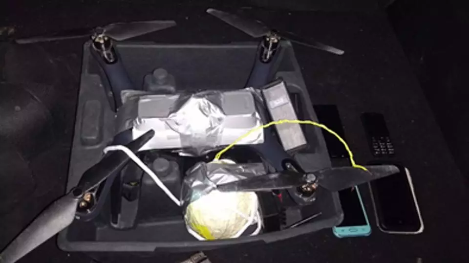 A drone with a bomb attached to it, recovered by police in 2017.
