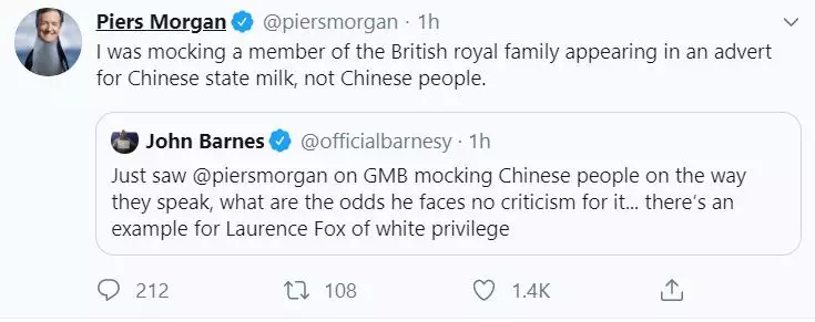 The exchange between John Barnes and Piers Morgan.