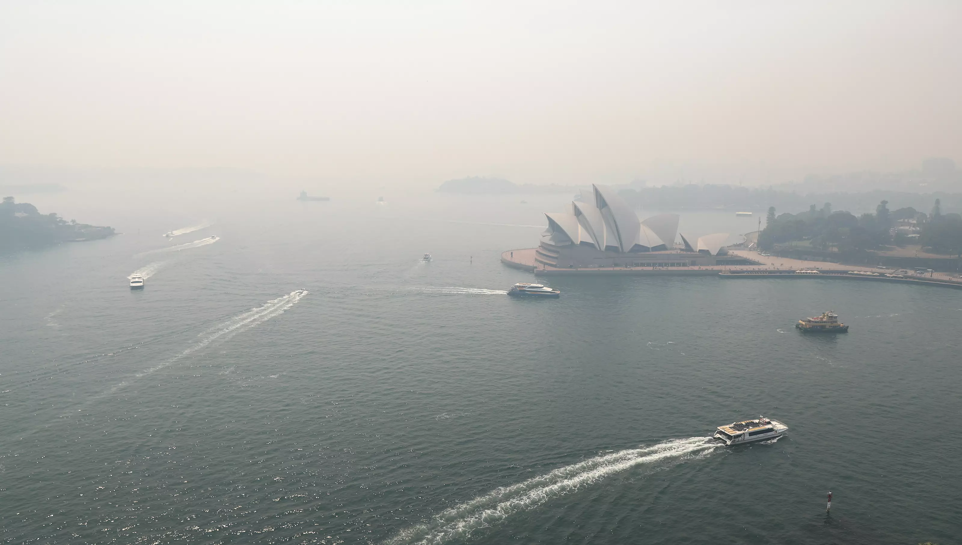 The Opera House was blanketed in smoke on Thursday.