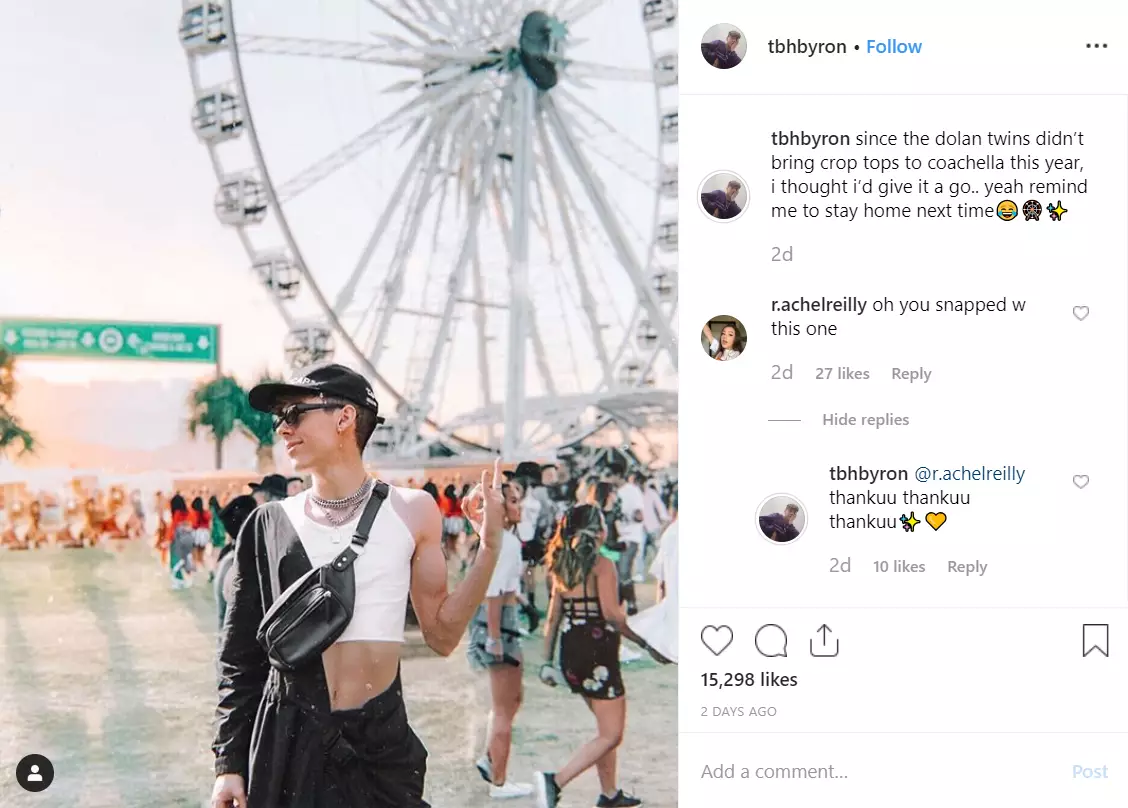Byron's Instagram convinced most of his followers that he was in the US.