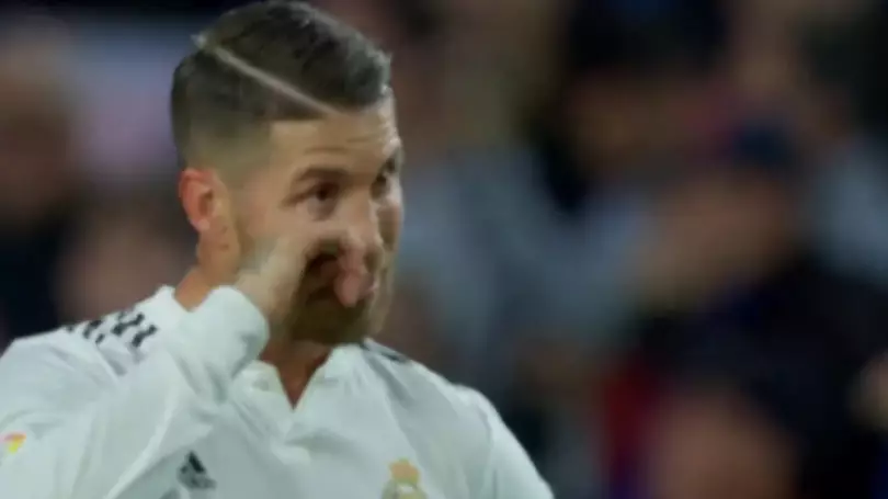 People Are Convinced Sergio Ramos Was Wiping Away Tears In The 83rd Minute 