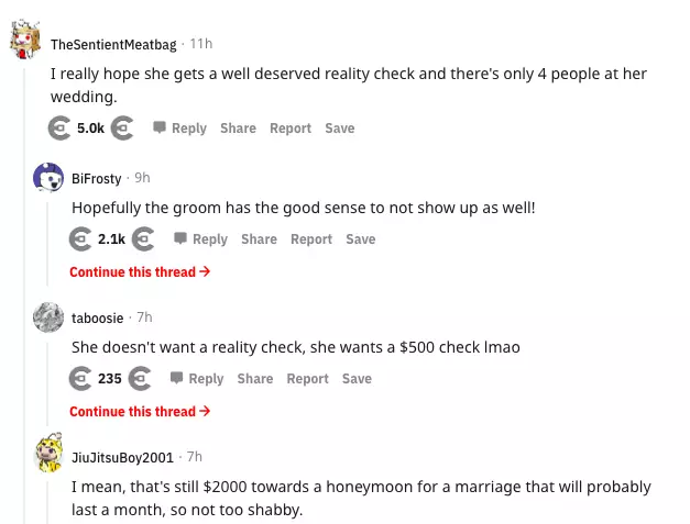 Reddit did *not* approve of the bridezilla's text (