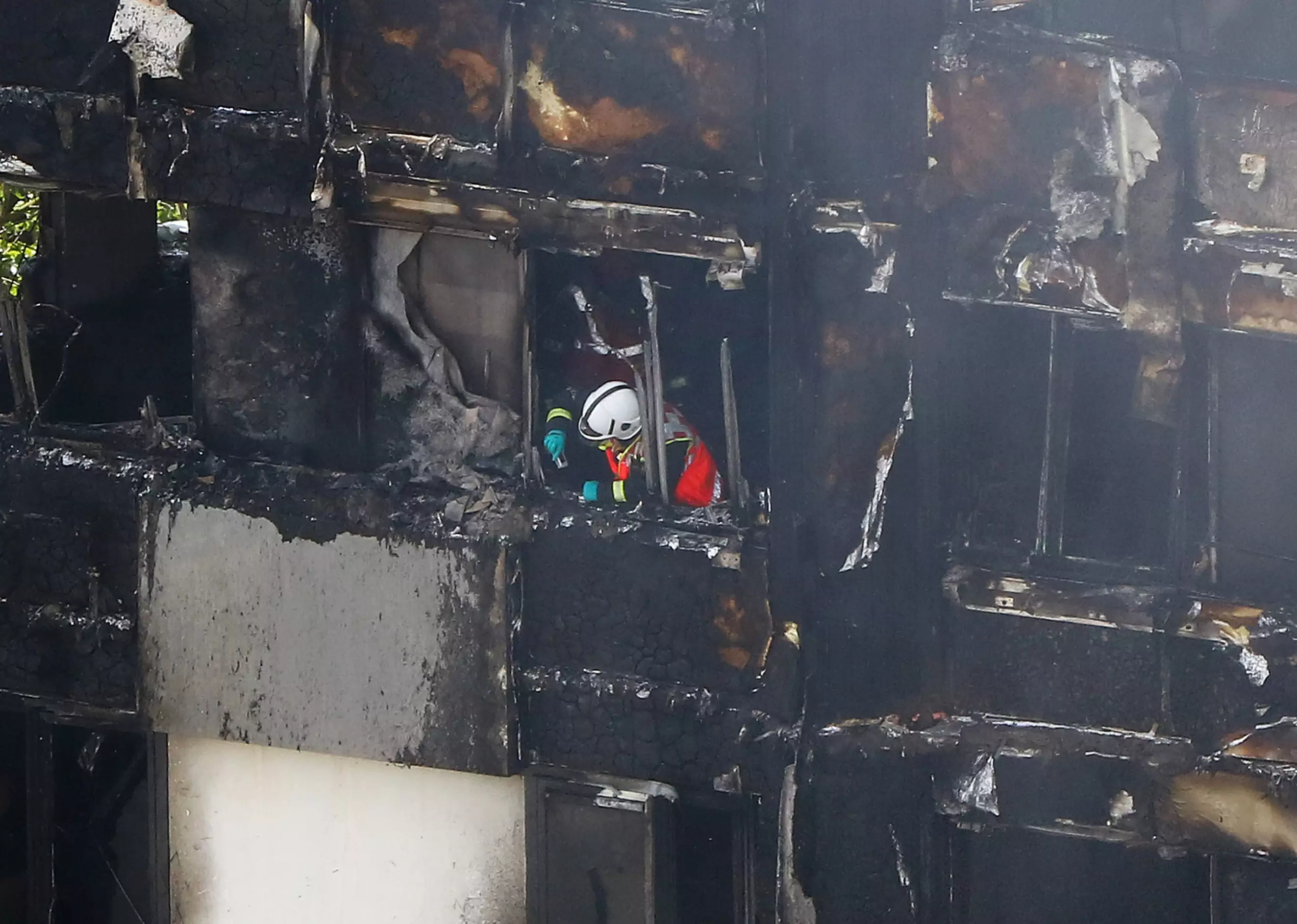 Charred remains of Grenfell Tower