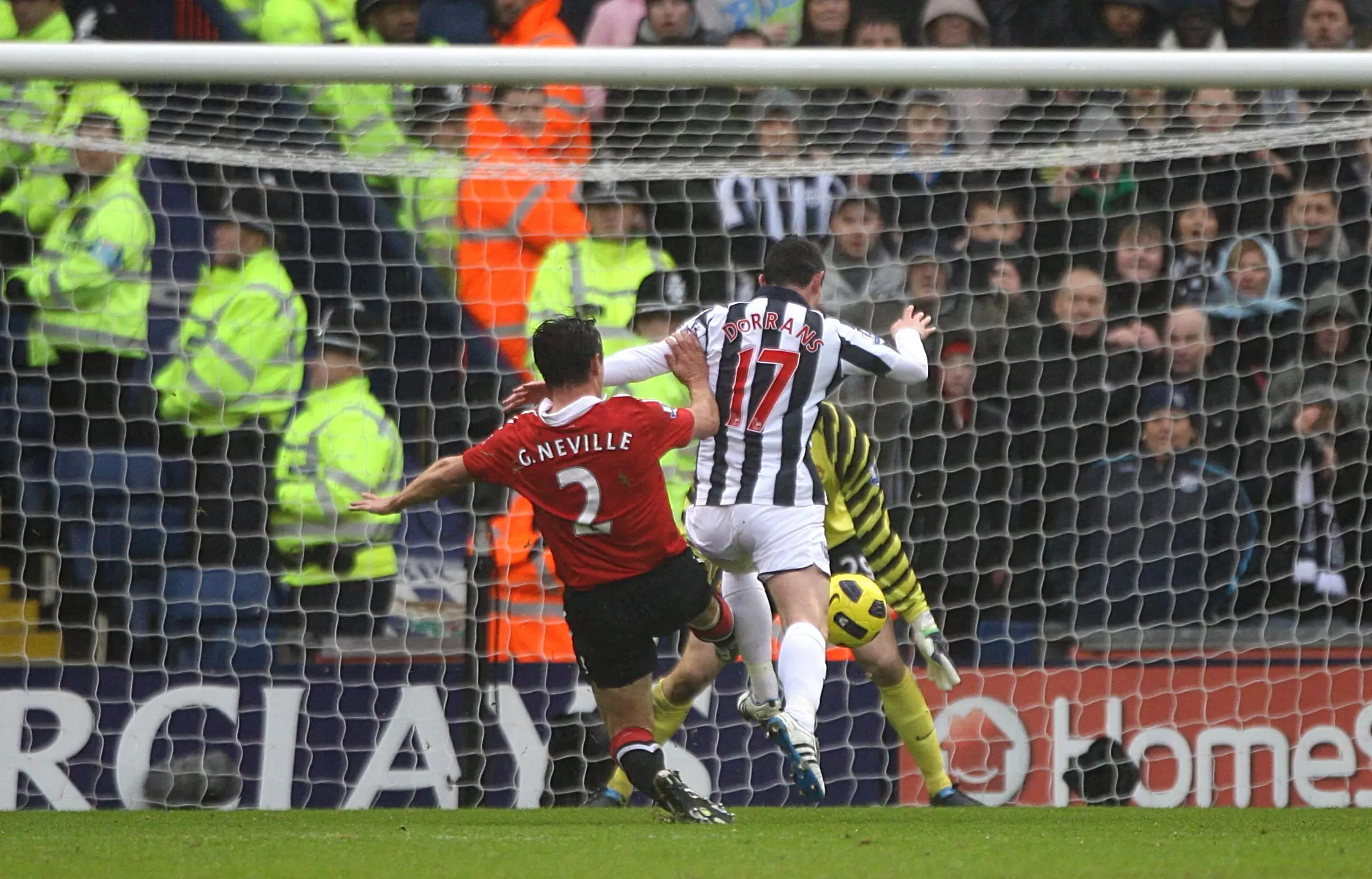 Neville's performance against West Brom in 2011 wasn't one of the former defender's finest moments, leading to his retirement not long afterwards. Image: PA