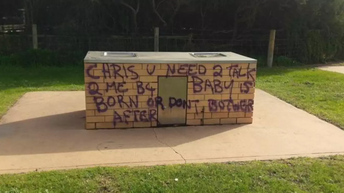 Woman Goes On Graffiti Rampage Asking For Chris To Call Her Before Her Baby Is Born
