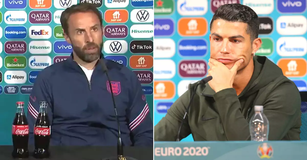 Gareth Southgate Explains Why He Didn’t Follow Cristiano Ronaldo’s Lead In Moving Coca-Cola Bottles