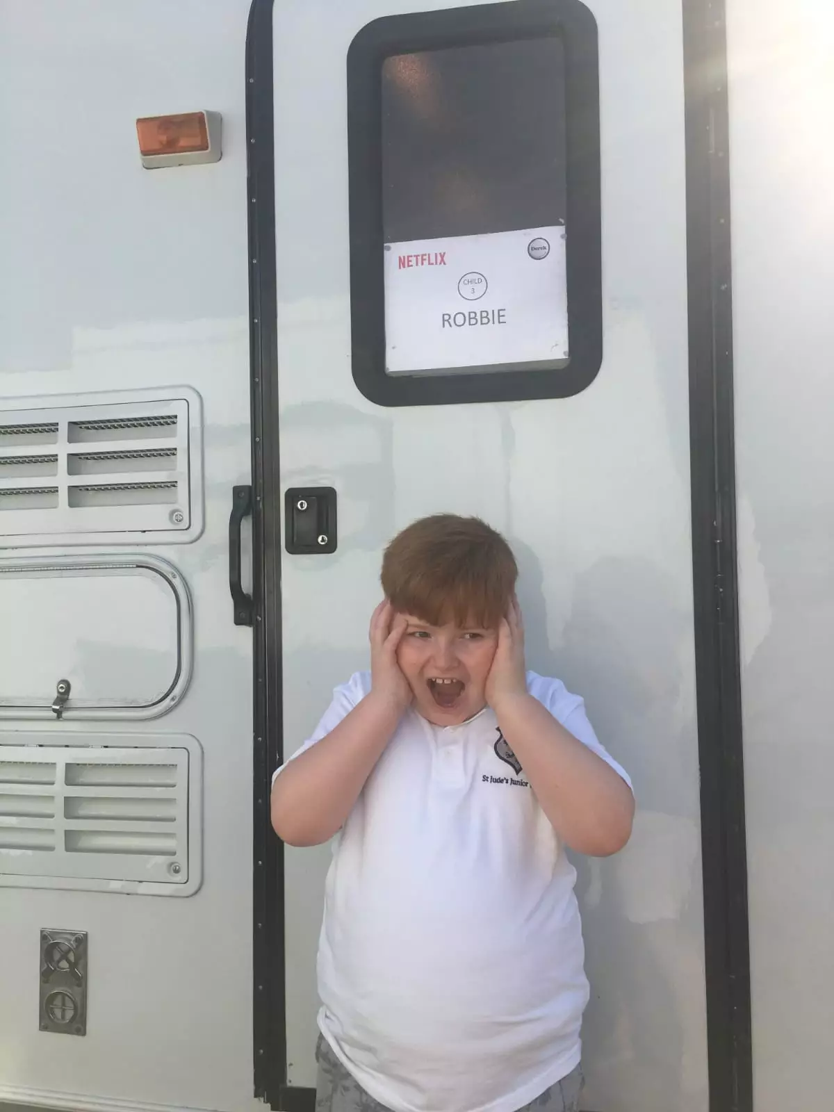 Thomas got his own trailer for the filming of After Life.