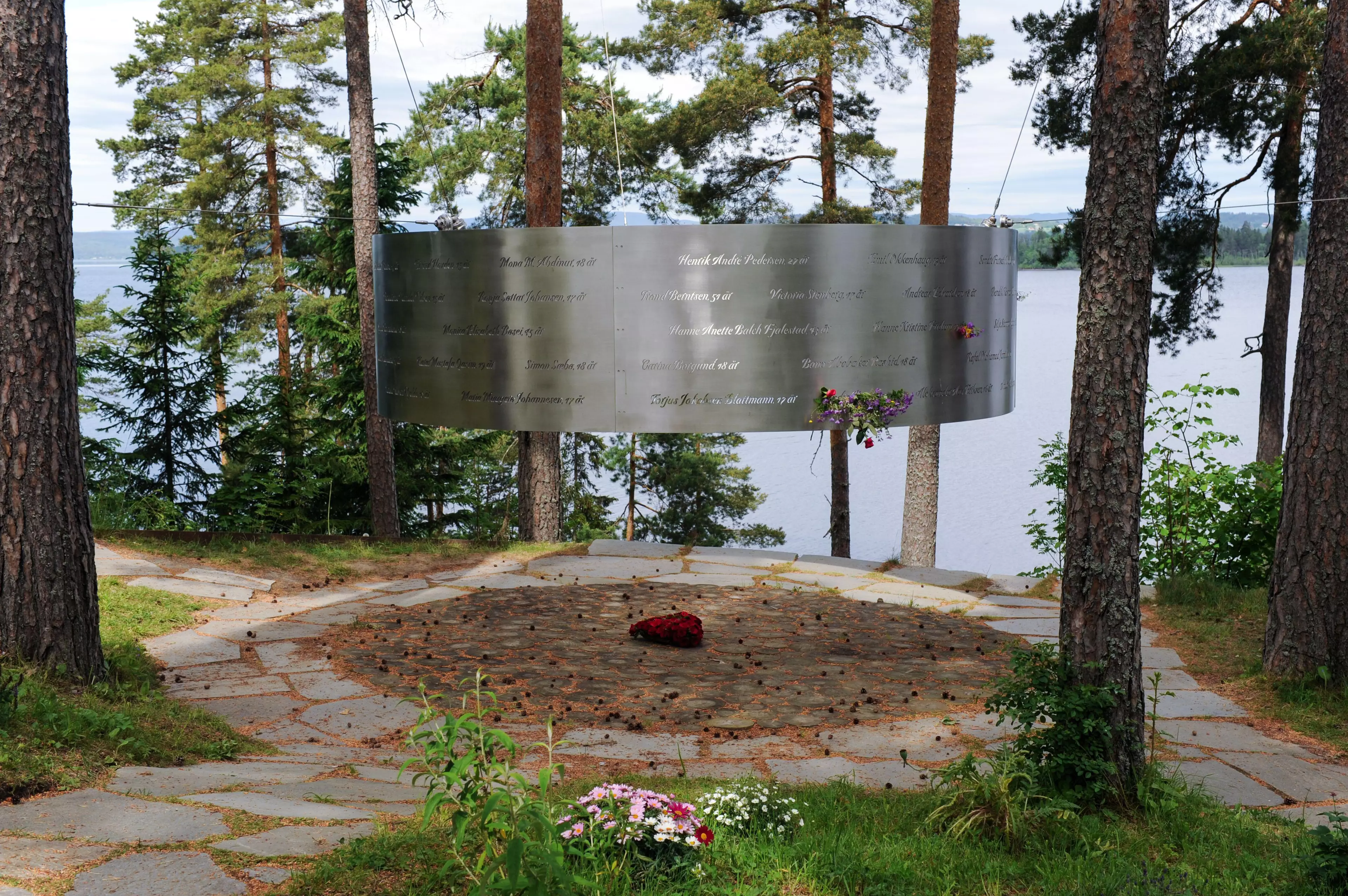 Memorial to the 69 people who died on the island of Utoya.
