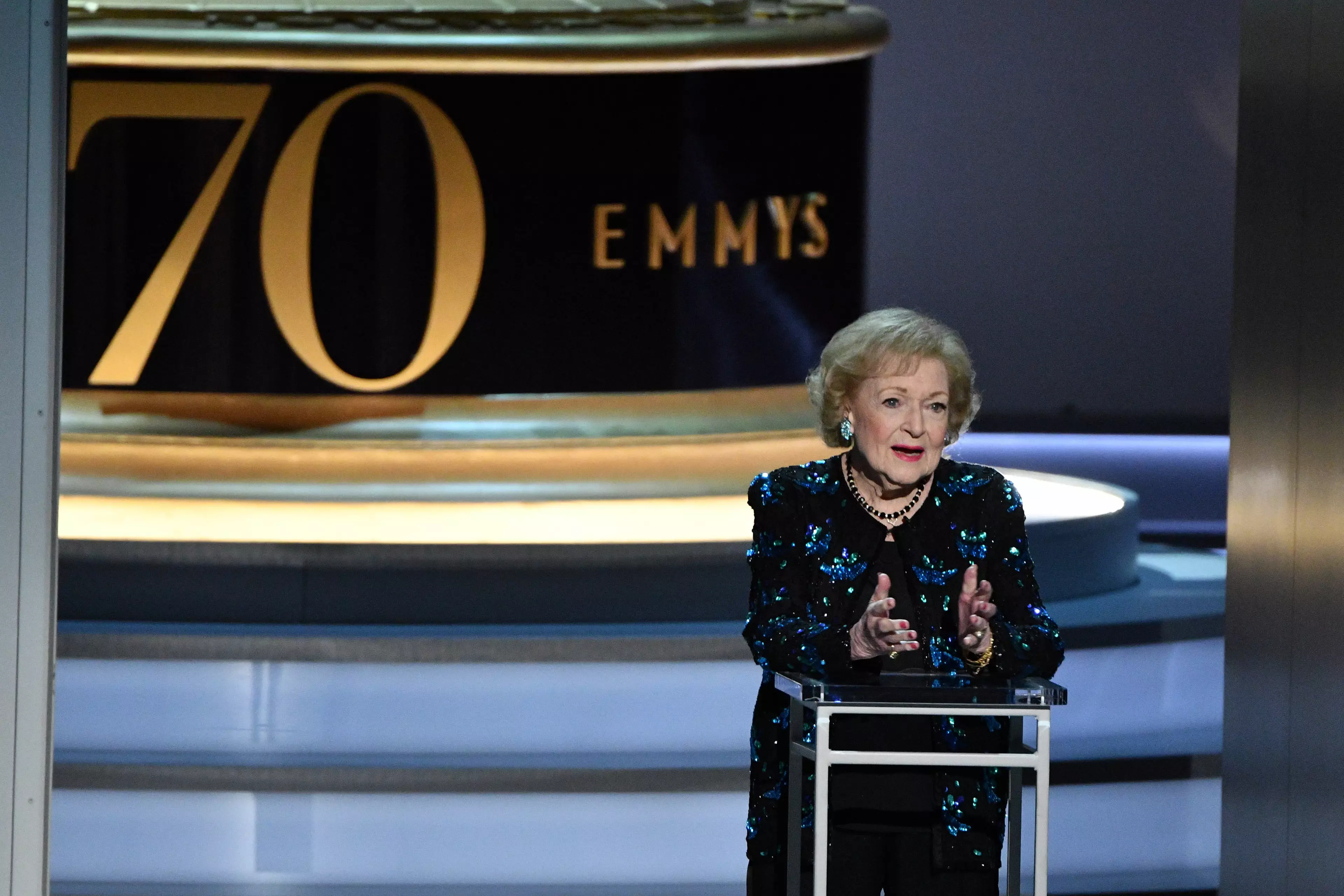 Betty White at the 70th Emmy Awards.