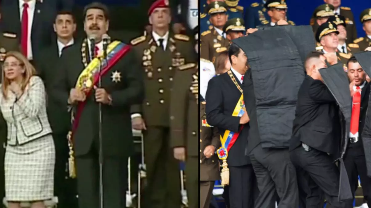 Terrifying Moment 'Drone Bomb' Explodes In Assassination Attempt On Venezuelan President