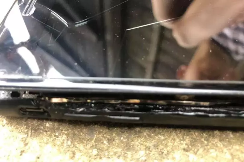 The damage to the phone.