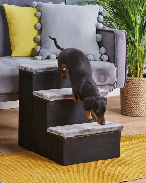 The steps make it easier for your pooch to climb on and off the sofa (