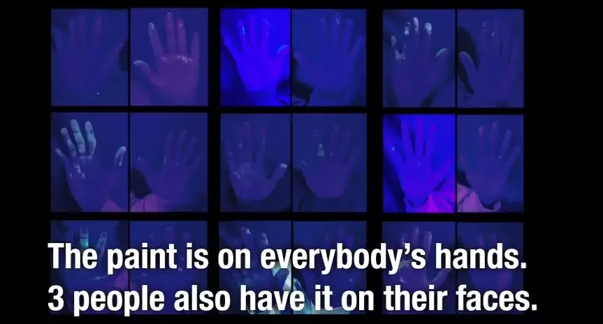 Hands of everyone in the room.