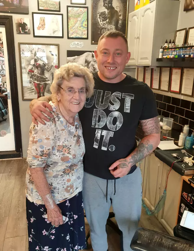 Hilda with tattoo artist Matty Gardner.